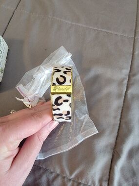 Plunder "Corabelle" Leopard-Print Gold-Tone Cuff Bracelet - Cream & Black
